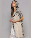 POL SMT2274A CROCHETED HOODIE SHORT SLEEVE RELAXED FIT CARDIGAN NATURAL/BLACK