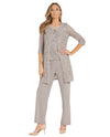 RM RICHARDS 1351 3 PIECE LACE TOP WITH JACKET PANT SET TAUPE
