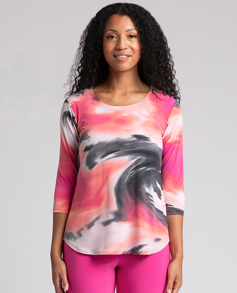 SYMPLI 22110RP-2 GO TO CLASSIC T RELAX 3/4 SLEEVE PRINT MARBLE PRINT