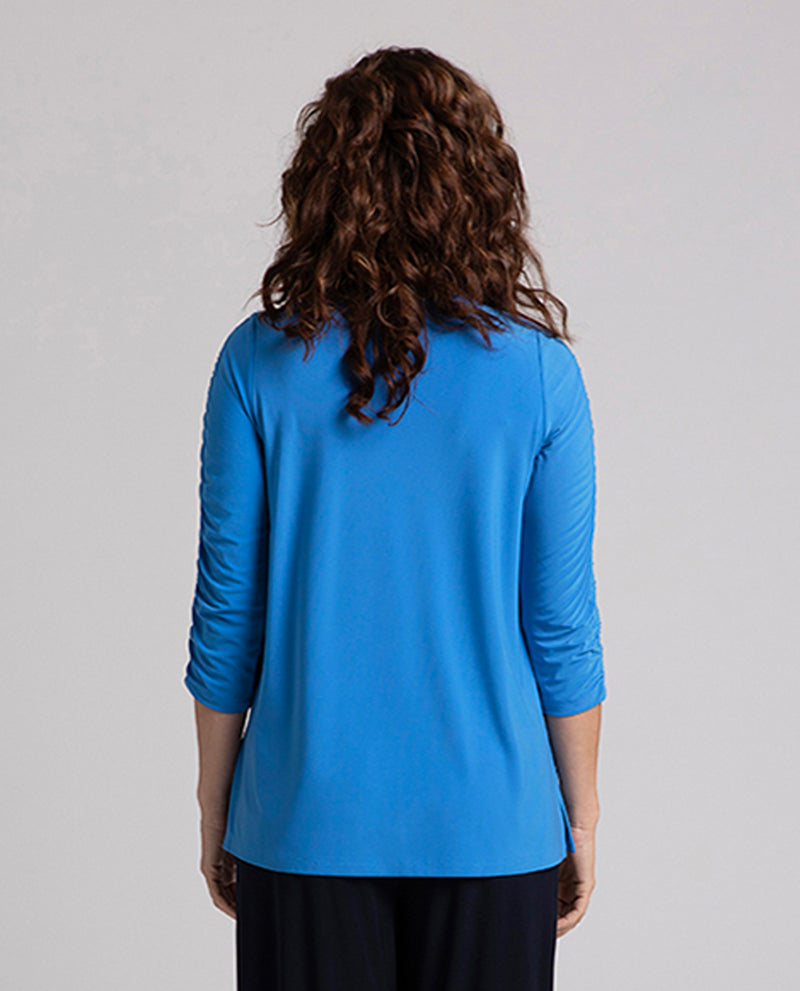 SYMPLI 22314-2 REVELRY TOP WITH RUCHED SLEEVE MARINE