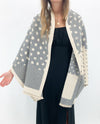92012-4 GREY DOT CASHMERE FEEL REVERSIBLE SCARF GREY