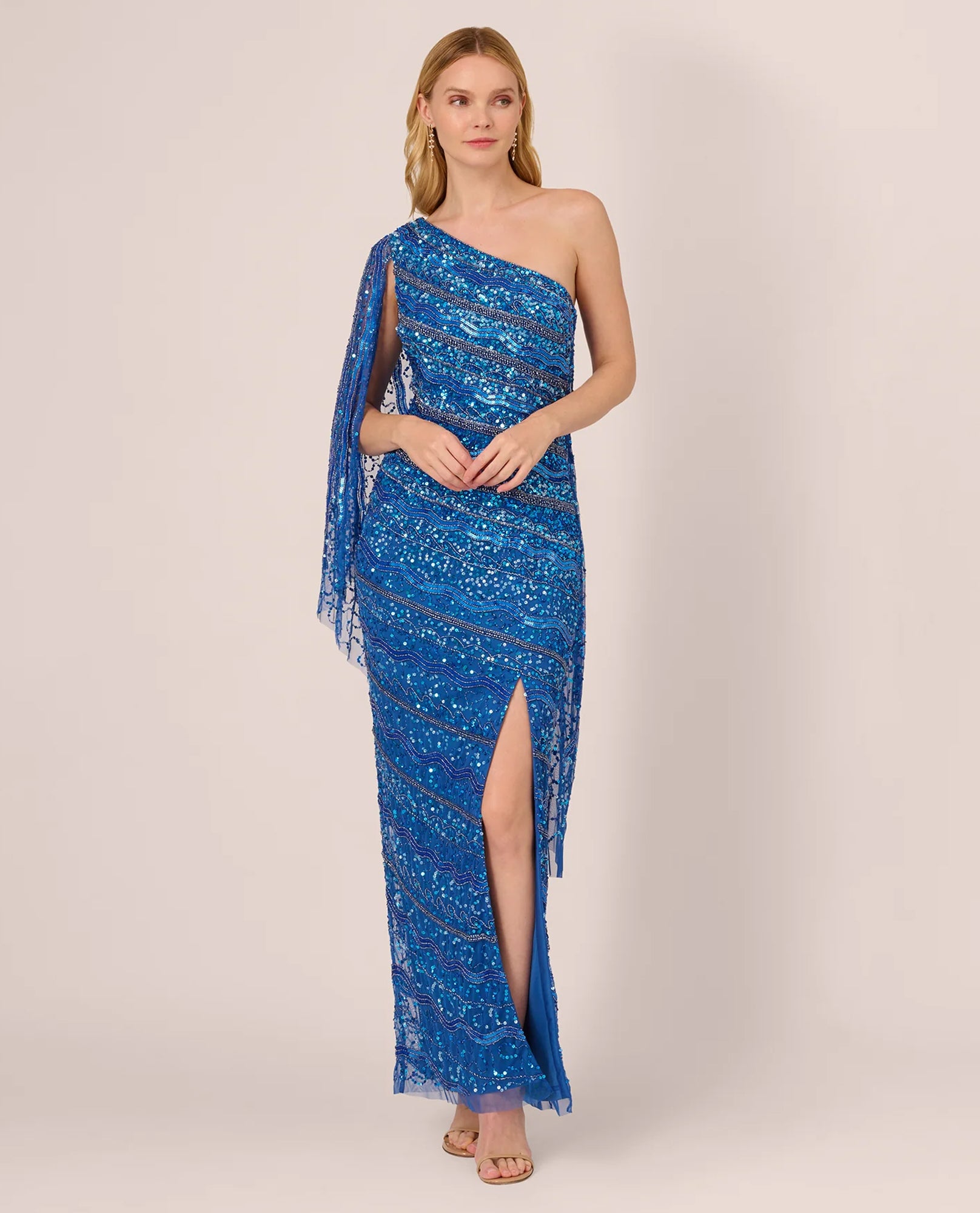 ADRIANNA PAPELL AP1E210904 ONE SHOULDER BEADED GOWN ADRIANNA PAPELL AP1E210904 ONE SHOULDER BEADED GOWN