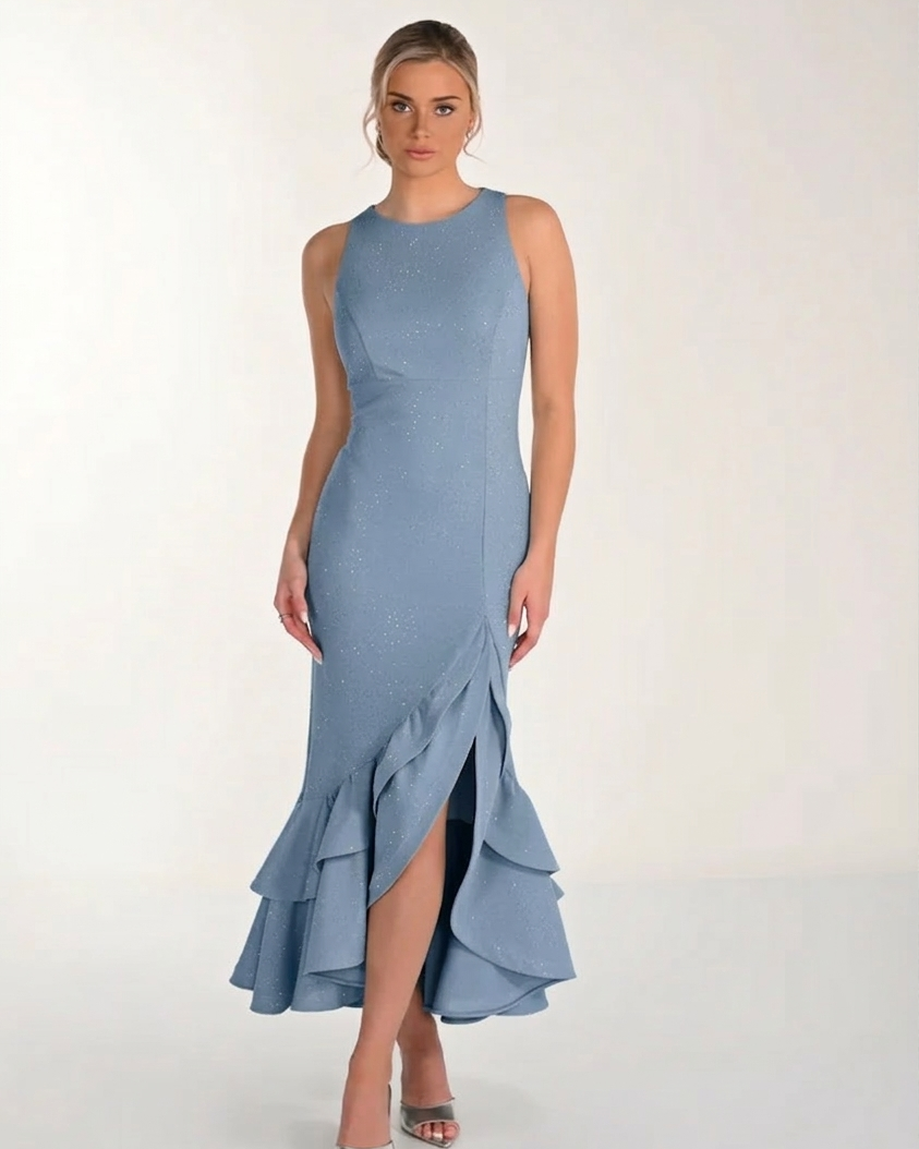 FRANK LYMAN 268240 SPARKLE MAXI WITH RUFFLE