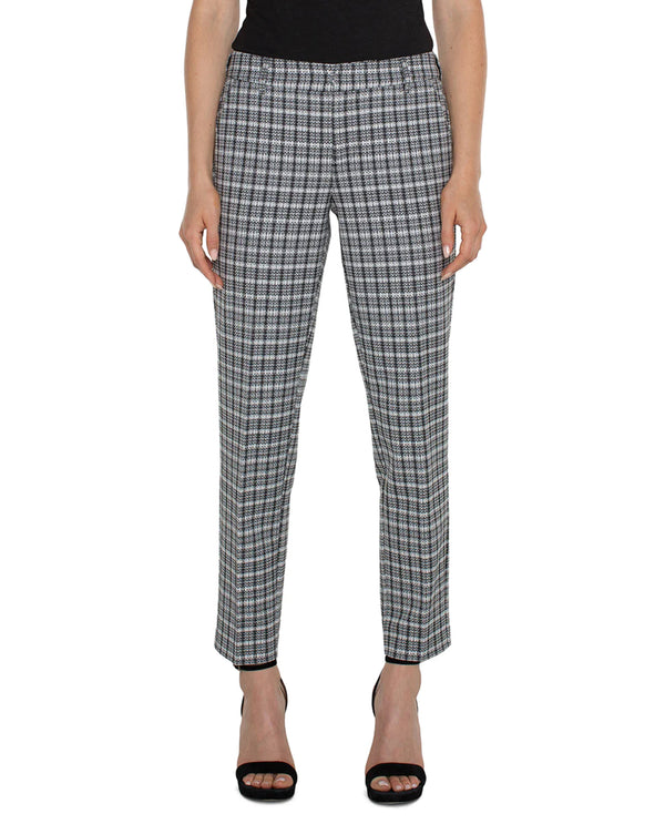 LIVERPOOL LM5084NG11 KELSEY PLAID TROUSER BLACK/WHITE