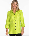 MULTIPLES M14102BM CUFF 3/4 SLEEVE HI-LO BUTTON FRONT BLOUSE KEYLIME