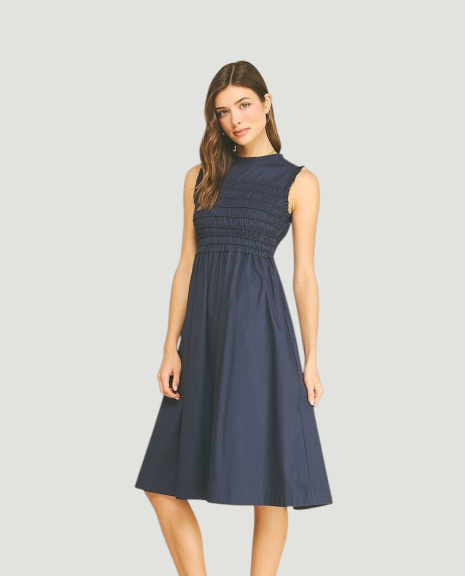 PINCH 6903D SMOCKING DETAILED MIDI DRESS