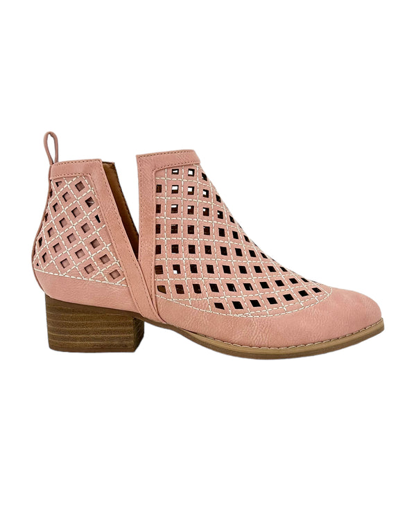 ABBY CUT-OUT WESTERN BOOTIES DUSTY PINK