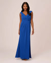 ADRIANNA PAPELL AP1E210421 CREPE DRAPED GOWN RICH ROYAL