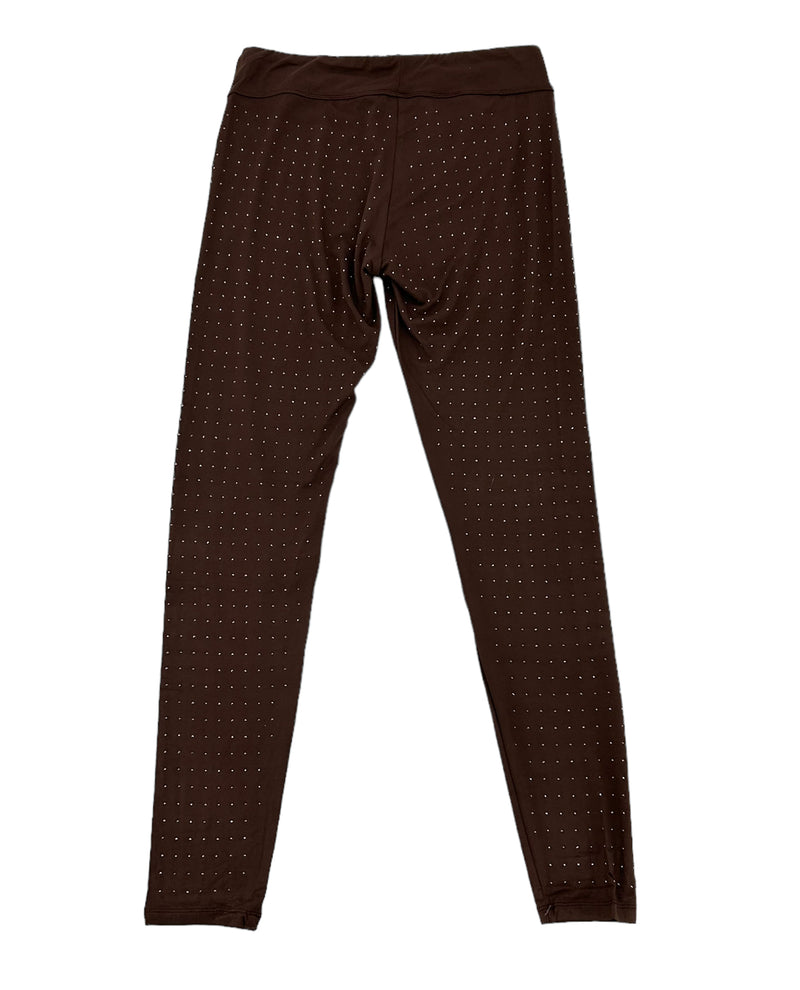 VOCAL IM1075P ALL OVER STONE JERSEY LEGGINGS BROWN