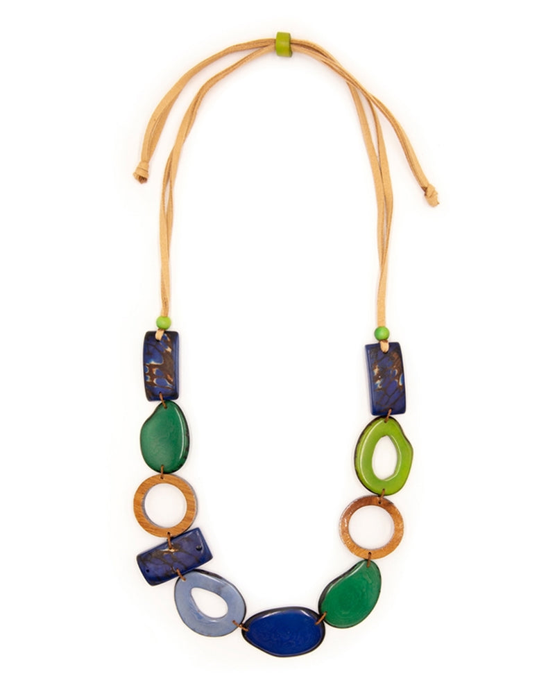 Organic Tagua SC074 TANYA Necklace ROYAL BLUE BISCAYNE COMBO