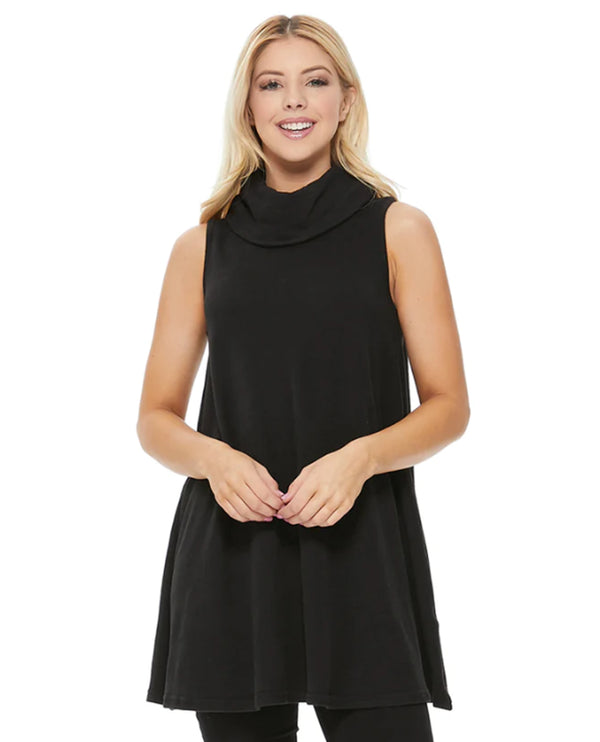 ARYEH TPW-Y-351 SLEEVELESS COWL KNIT TOP BLACK