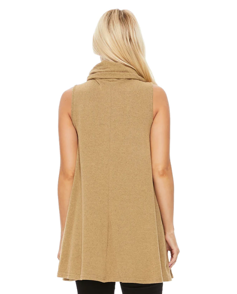 ARYEH TPW-Y-351 SLEEVELESS COWL KNIT TOP CAMEL