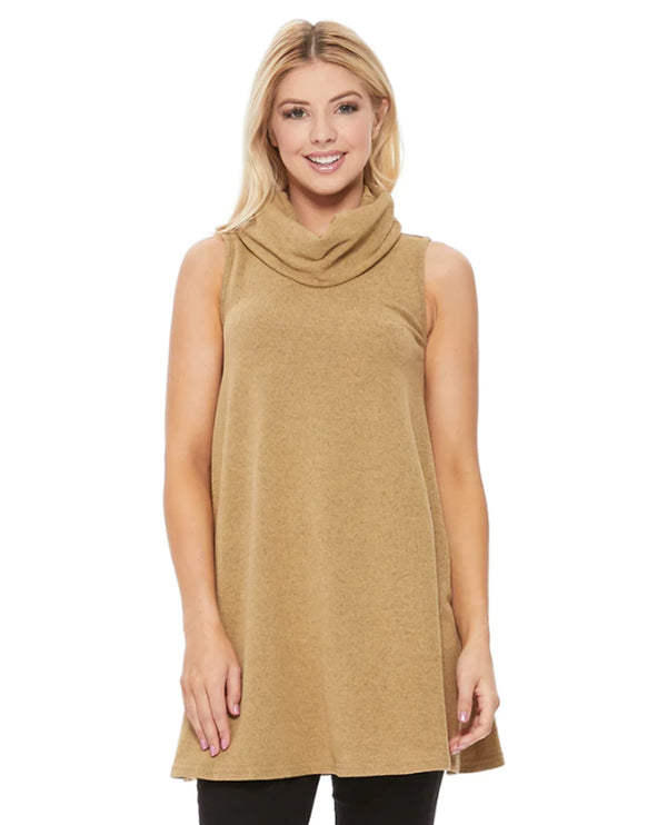 ARYEH TPW-Y-351 SLEEVELESS COWL KNIT TOP CAMEL