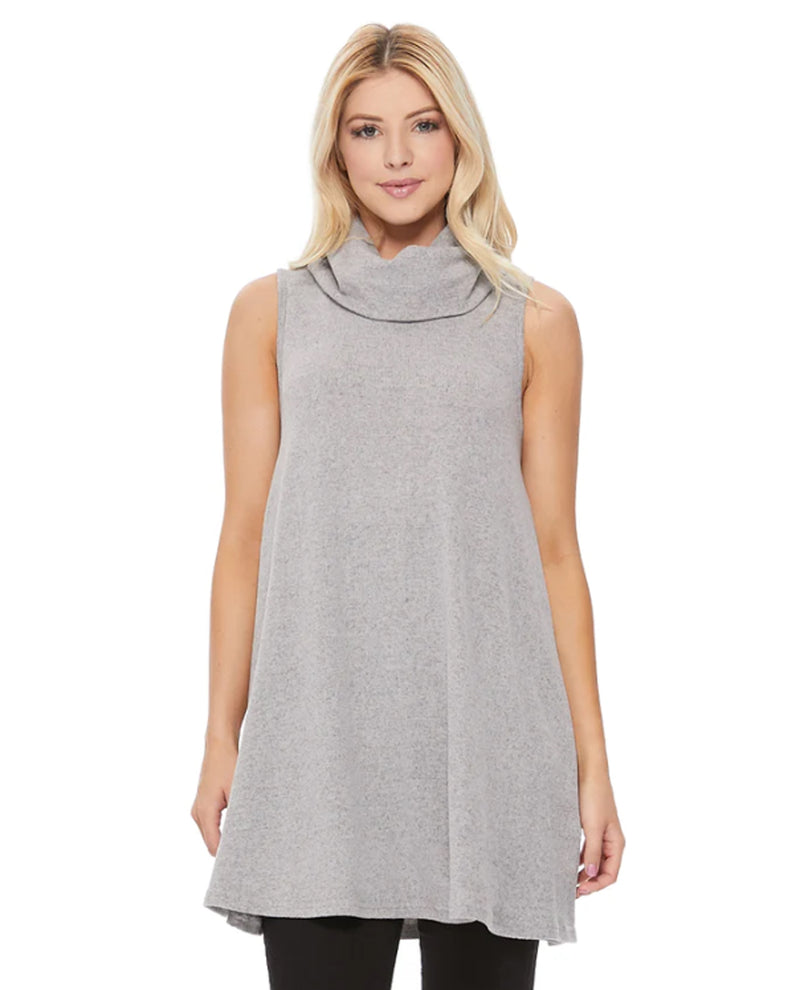 ARYEH TPW-Y-351 SLEEVELESS COWL KNIT TOP GREY