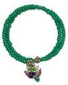 Anne Koplik WRAPSODYKN Owl Knowledge Bracelet green beaded bracelet with owl charm
