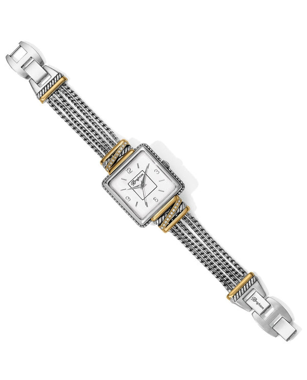 Silver-gold Brighton W10432 Neptune's Rings Watch with braided band and square face