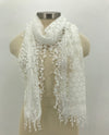 Rectangle Lace Trim Scarf White