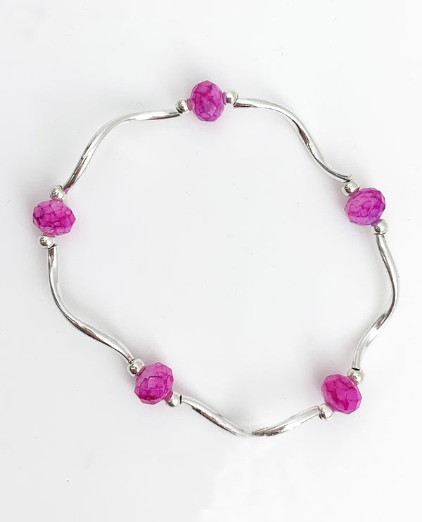 My Fun Colors 1324 Crystal Bracelet-Pink Purple Tie Dye