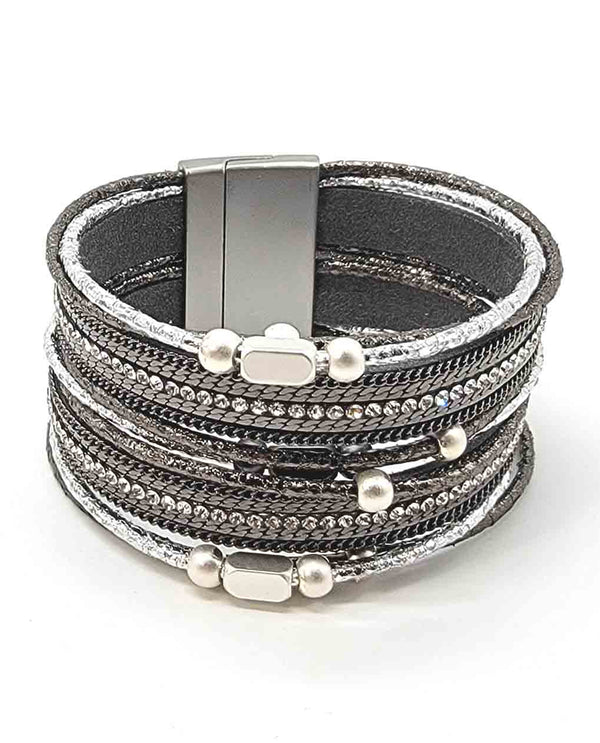 Magnetic Leather/Stone Bracelet SND4179GM