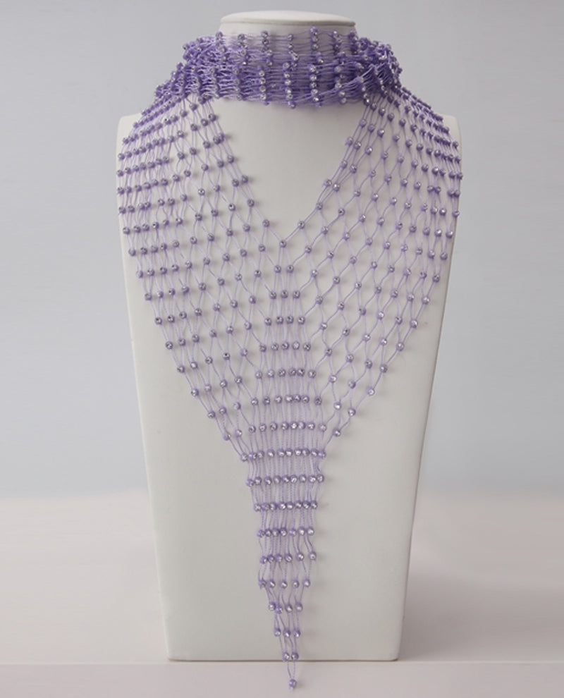 Crystal Scarf Necklace S033 Purple