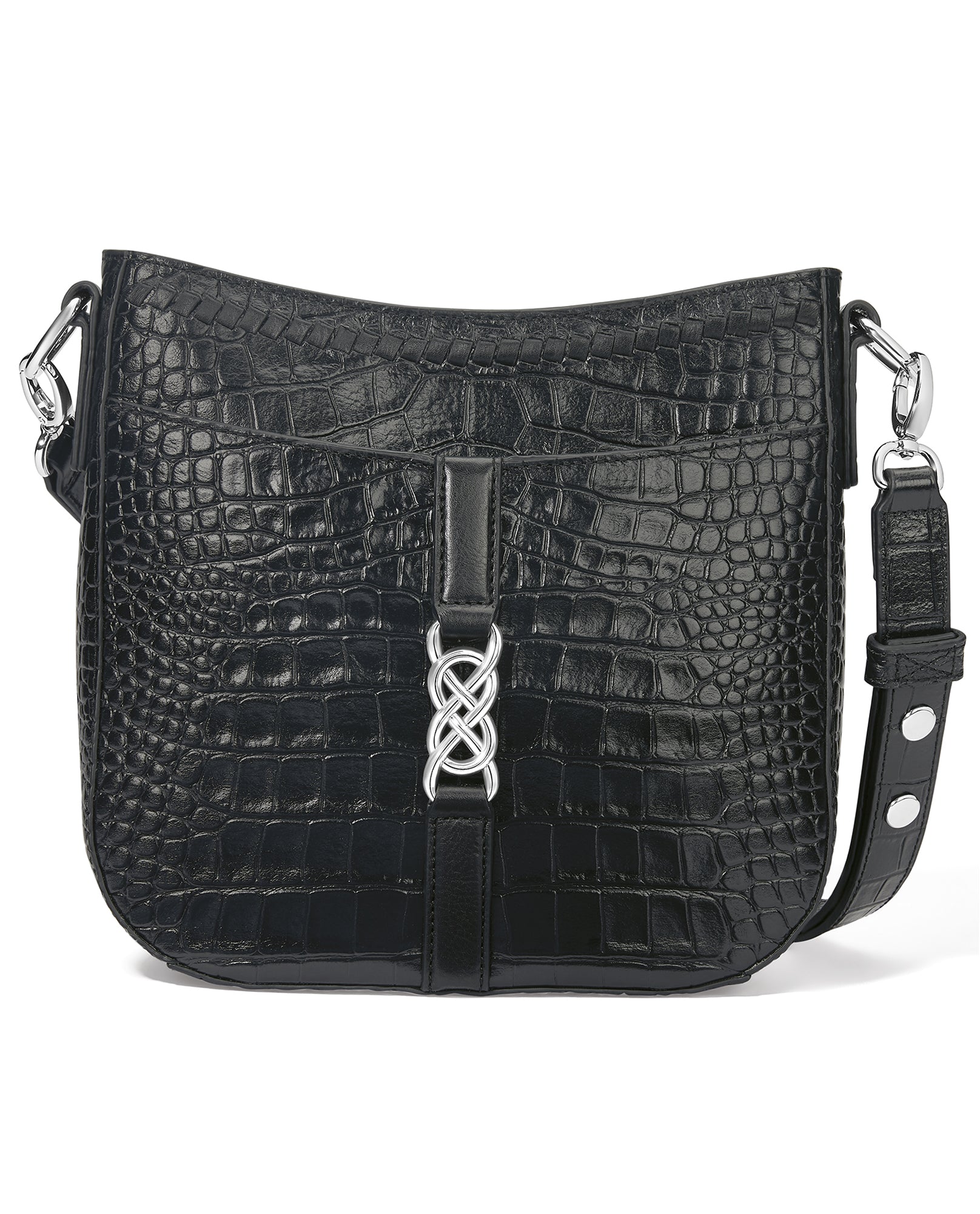 Brighton Crocodile Embossed Messenger Shoulder Bag Purse