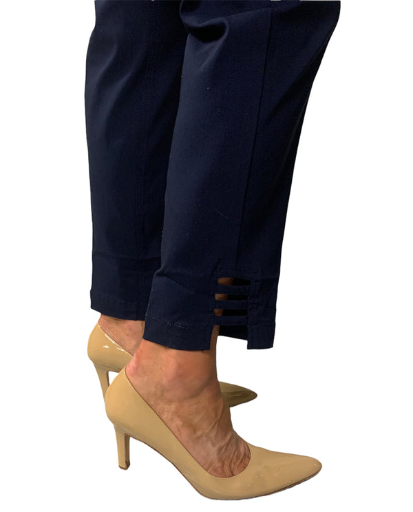 Slim-Sation M32706PM Pull On Ankle Pant With Ladder Strap Midnight Navy