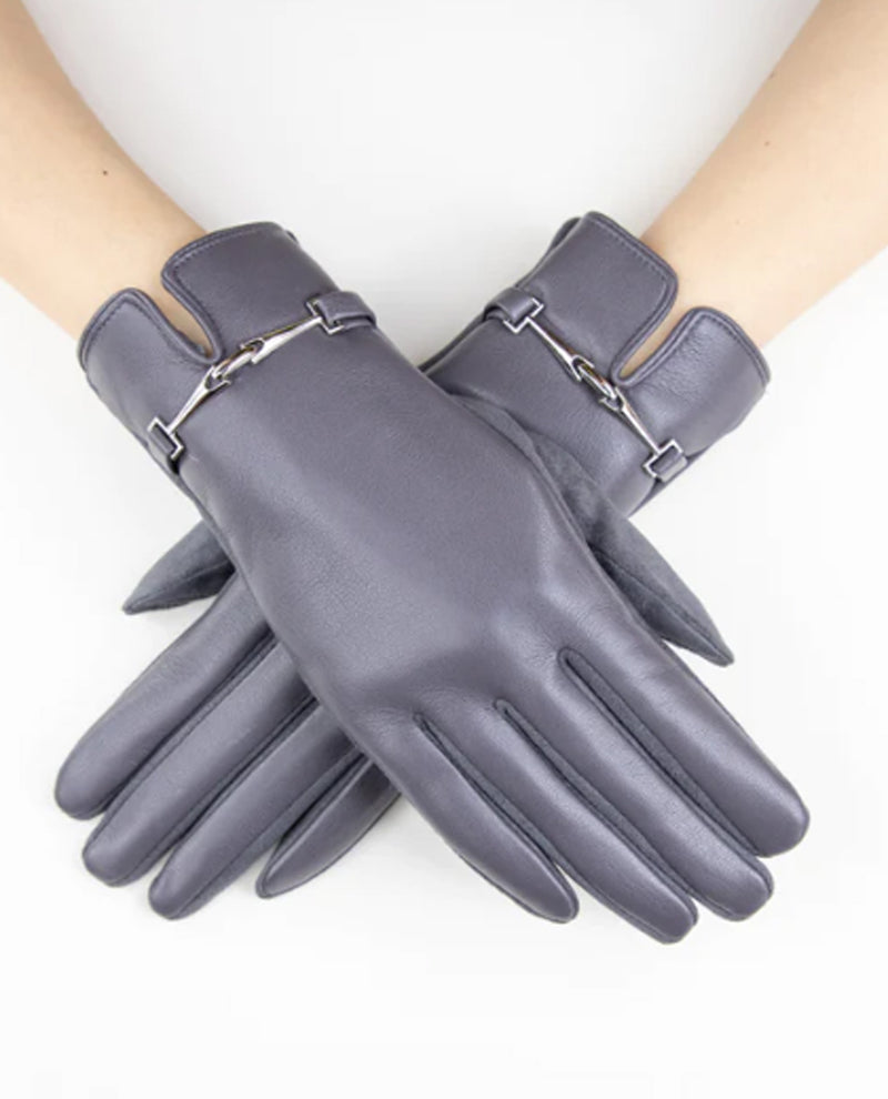 Faux Leather Chain Link Glove GL12335 Grey