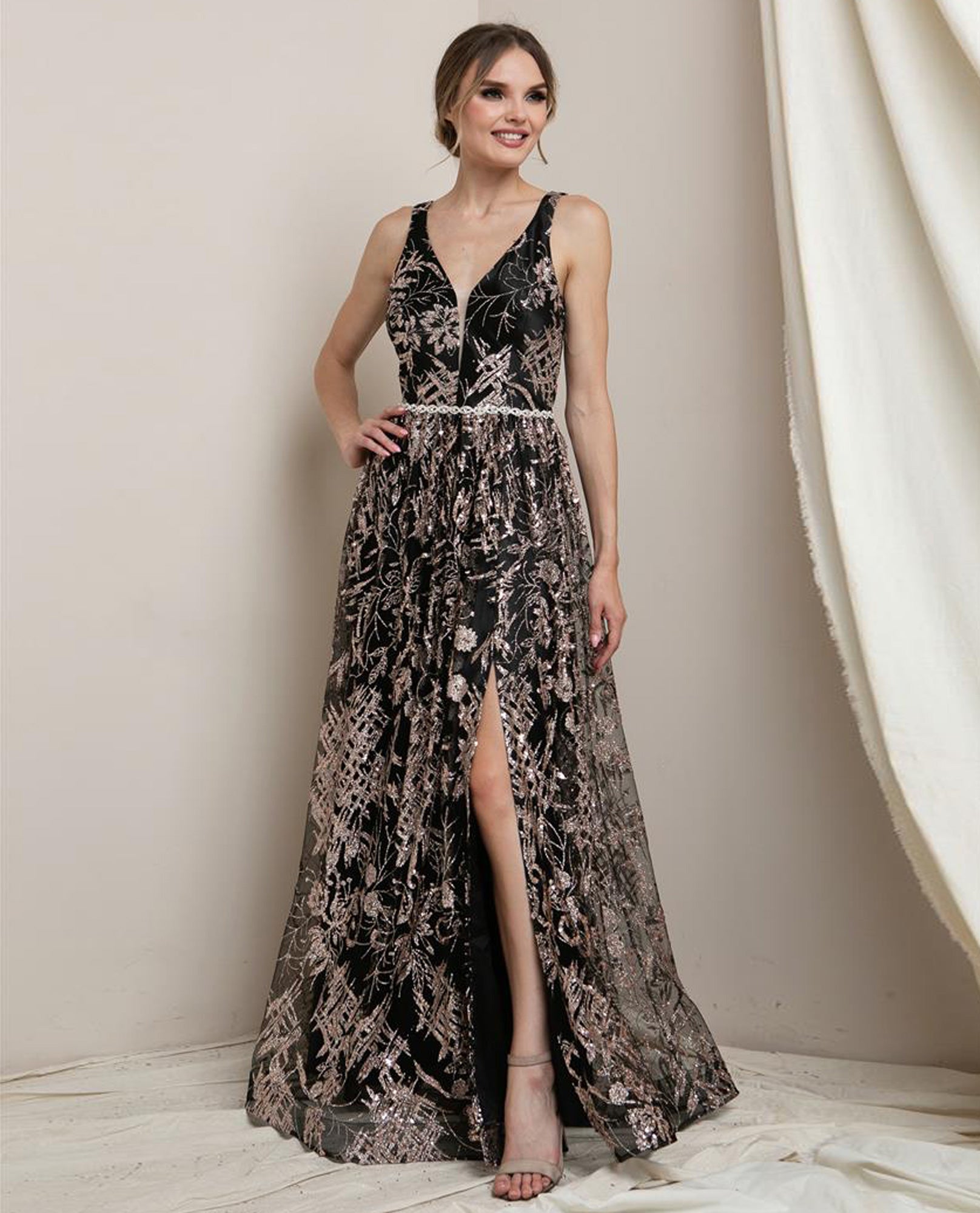 Soieblu Rose/Black Glitter Maxi M21268