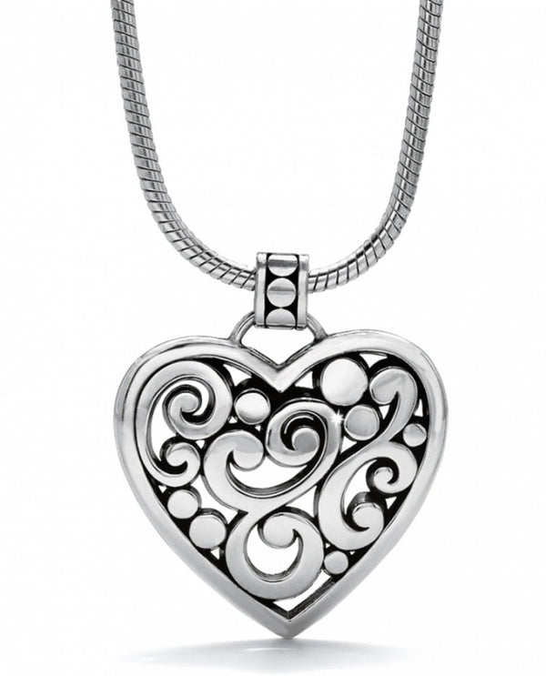 Silver Brighton J49520 Contempo Heart Necklace hollow heart with contempo swirly design