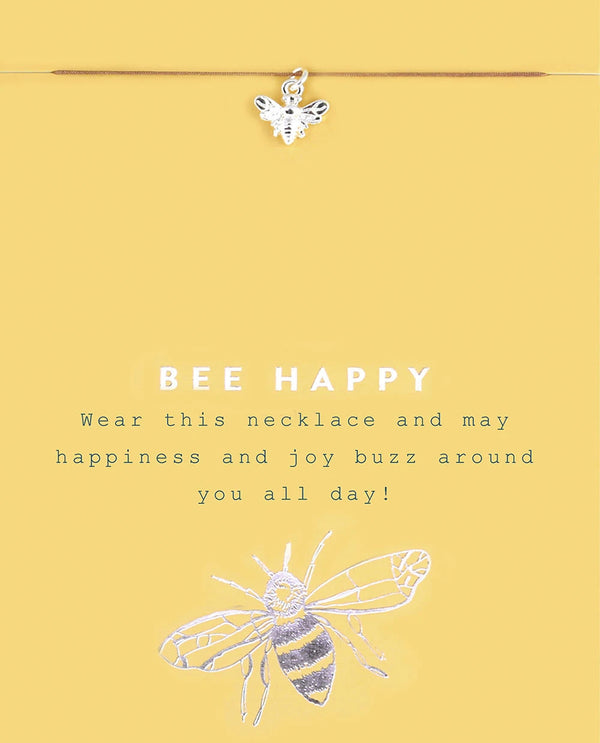 Be Happy Bee Necklace Silver