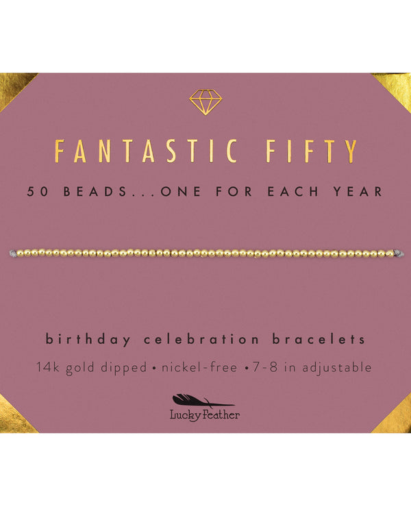  Lucky Feather HBD.M50 50Th Bday Bracelet Gold
