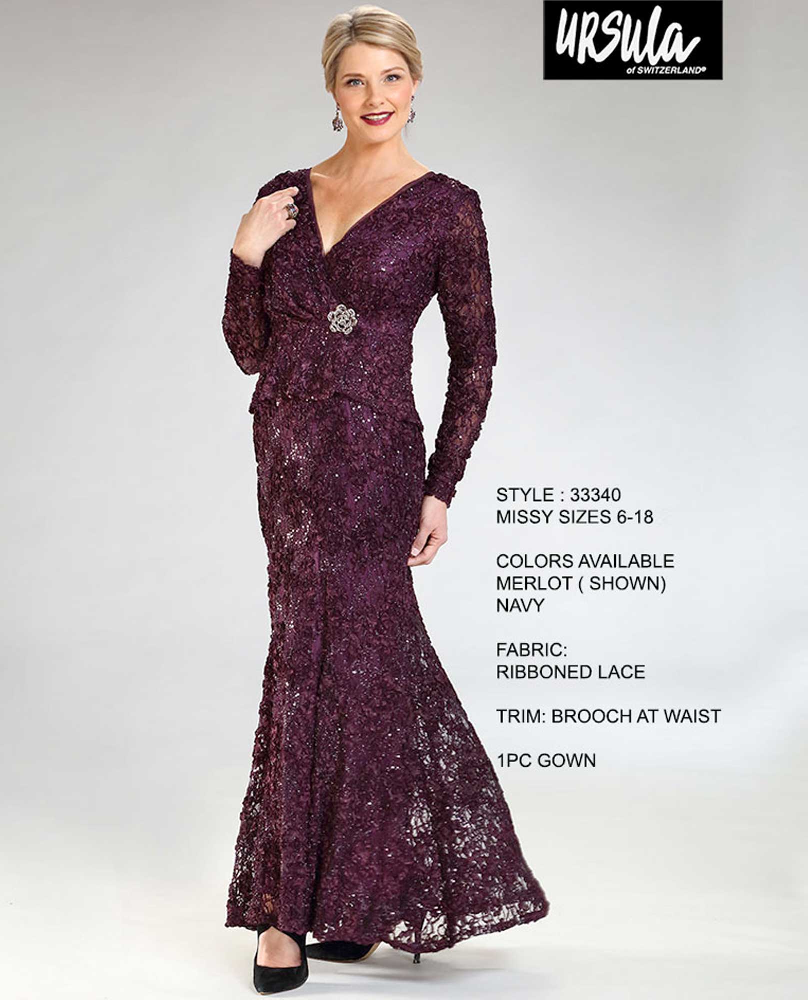 Ursula of Switzerland 33340 Soutache Lace Fit & Flare Dress | USA Made Ursula of Switzerland 33340 Soutache Lace Fit & Flare Dress | USA Made