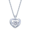 00465 STERLING SILVER CZ DANCING STONE SM HEART NECKLACE
