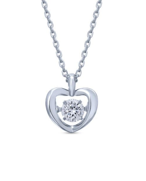 00465 STERLING SILVER CZ DANCING STONE SM HEART NECKLACE