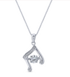 01312 STERLING SILVER CZ DANCING STONE MUSIC NOTES NECKLACE