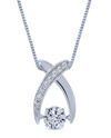 01886 STERLING SILVER CZ DANCING STONE NECKLACE