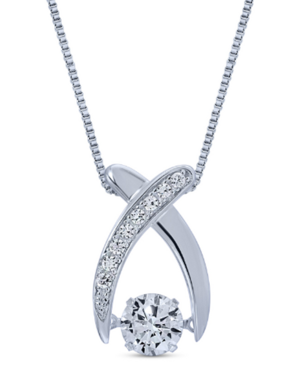 01886 STERLING SILVER CZ DANCING STONE NECKLACE