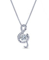 02305 STERLING SILVER CZ DANCING STONE TREBLE CLEF NECKLACE