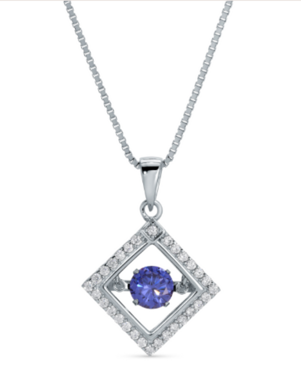 03986 STERLING CZ DANCING STONE PENDANT NECKLACE