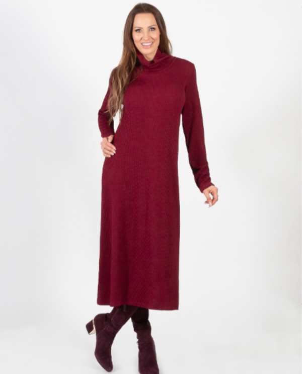 PURE ESSENCE 130-5104  TEXTURED DRESS MERLOT