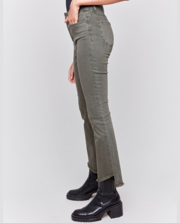 CHARLIE B C5429RR/618A ASYMMETRICAL HEM BOOTCUT  PANT SPRUCE