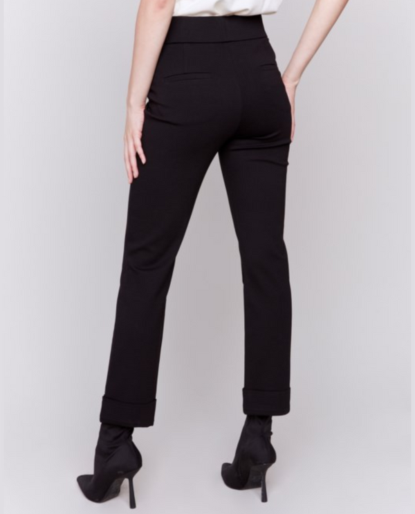 CHARLIE B C5526/633B ROLLED CUFF PANT WITH POCKETS BLACK