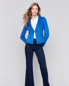 CHARLIE B C6339/998B SUEDE JACKET WITH COLLAR SAPPHIRE