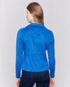 CHARLIE B C6339/998B SUEDE JACKET WITH COLLAR SAPPHIRE