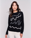 CHARLIE B C2680/464A SOUTACHE CREW NECK SWEATER BLACK