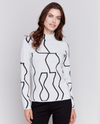 CHARLIE B C2681P/965B REVERSIBLE JACQUARD SWEATER BLACK/CREME