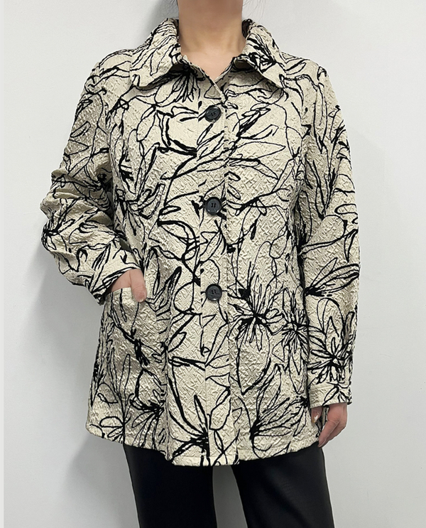 CREATION AM112 FLOCKED FLORAL JACKET beige