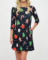 ACCENT DR10525 HOLIDAY DRESS BLACK MULTI