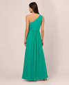 ADRIANNA PAPELL AP1E209149 ONE SHOULDER CHIFFON LONG DRESS BOTANICAL GREEN