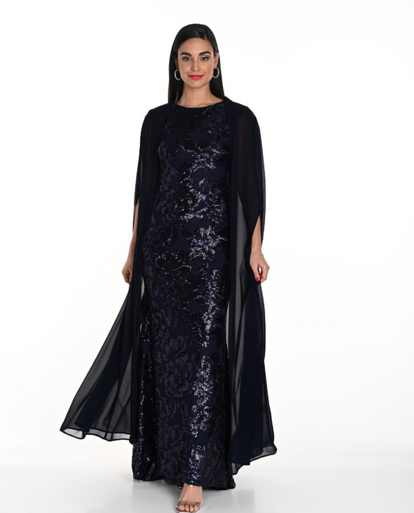 FRANK LYMAN 249282 CHIFFON LONG CAPE BLACK